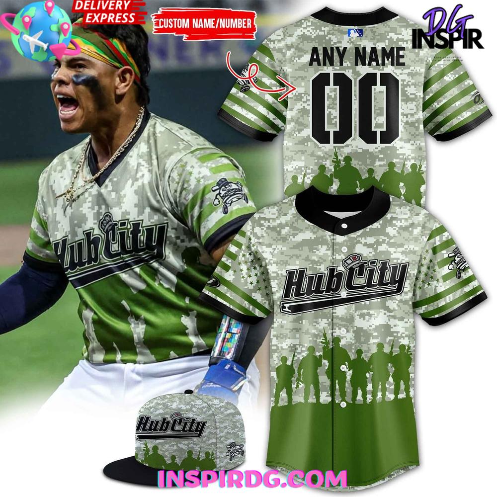 Hub City Spartanburgers Military Appreciation 2025 Camo Baseball Jersey Hub City Spartanburgers Military Appreciation 2025 Camo Baseball Jersey