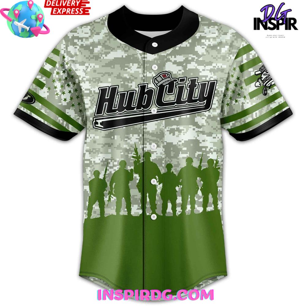 Hub City Spartanburgers Military Appreciation 2025 Camo Baseball Jersey Hub City Spartanburgers Military Appreciation 2025 Camo Baseball Jersey