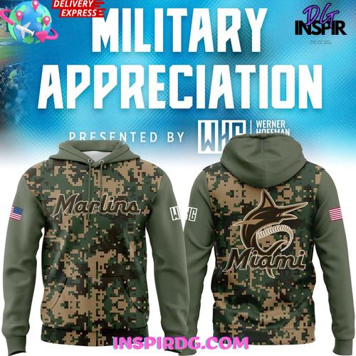 Miami Marlins Military Appreciation 2025 Hoodie Miami Marlins Military Appreciation 2025 Hoodie
