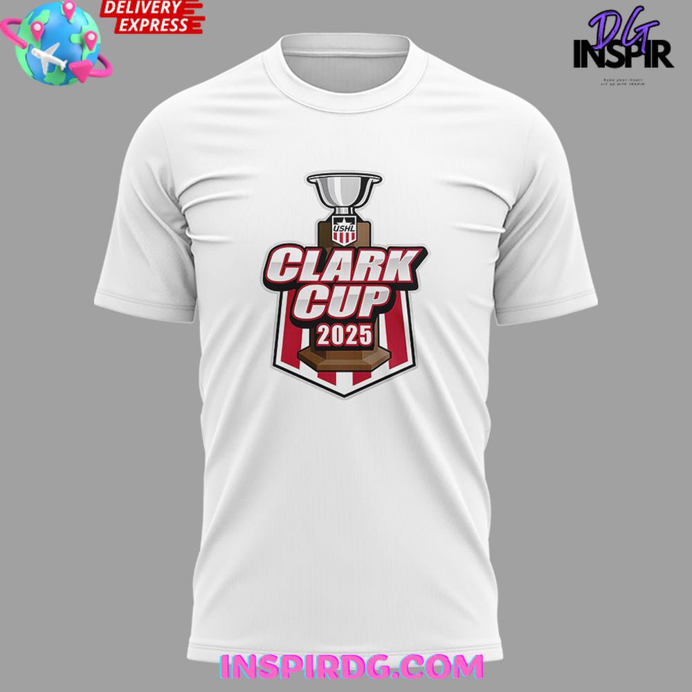Muskegon Lumberjacks 2025 USHL Clark Cup Performance White T-Shirt Muskegon Lumberjacks 2025 USHL Clark Cup Performance White T-Shirt