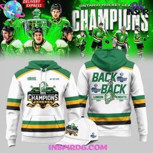 London Knights OHL Back-to-Back Champions 2024 – 2025 White Hoodie