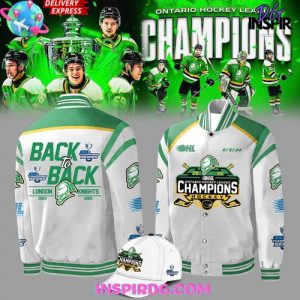 London Knights OHL Back-to-Back Champions 2024 – 2025 White Bomber Jacket