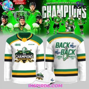London Knights OHL Back-to-Back Champions 2024 – 2025 White Hockey Jersey