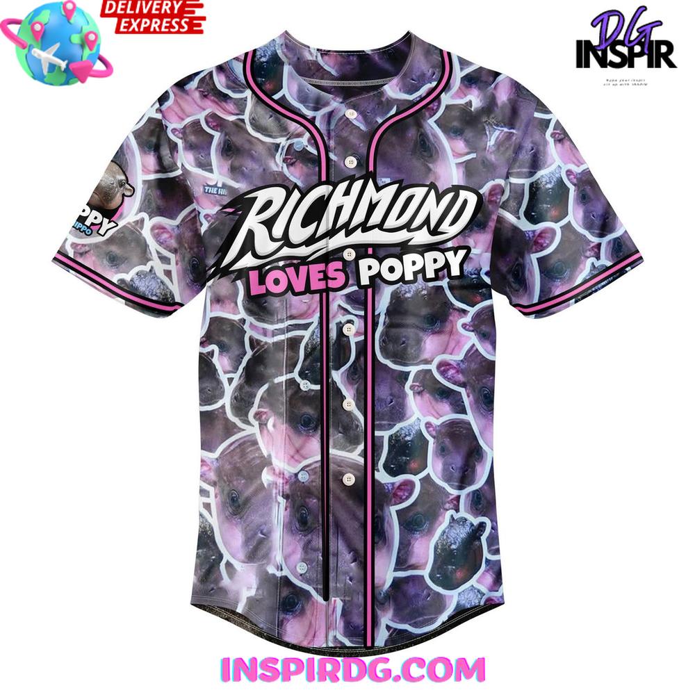 Richmond Flying Squirrels Loves Poppy Special Baseball Jersey Richmond Flying Squirrels Loves Poppy Special Baseball Jersey