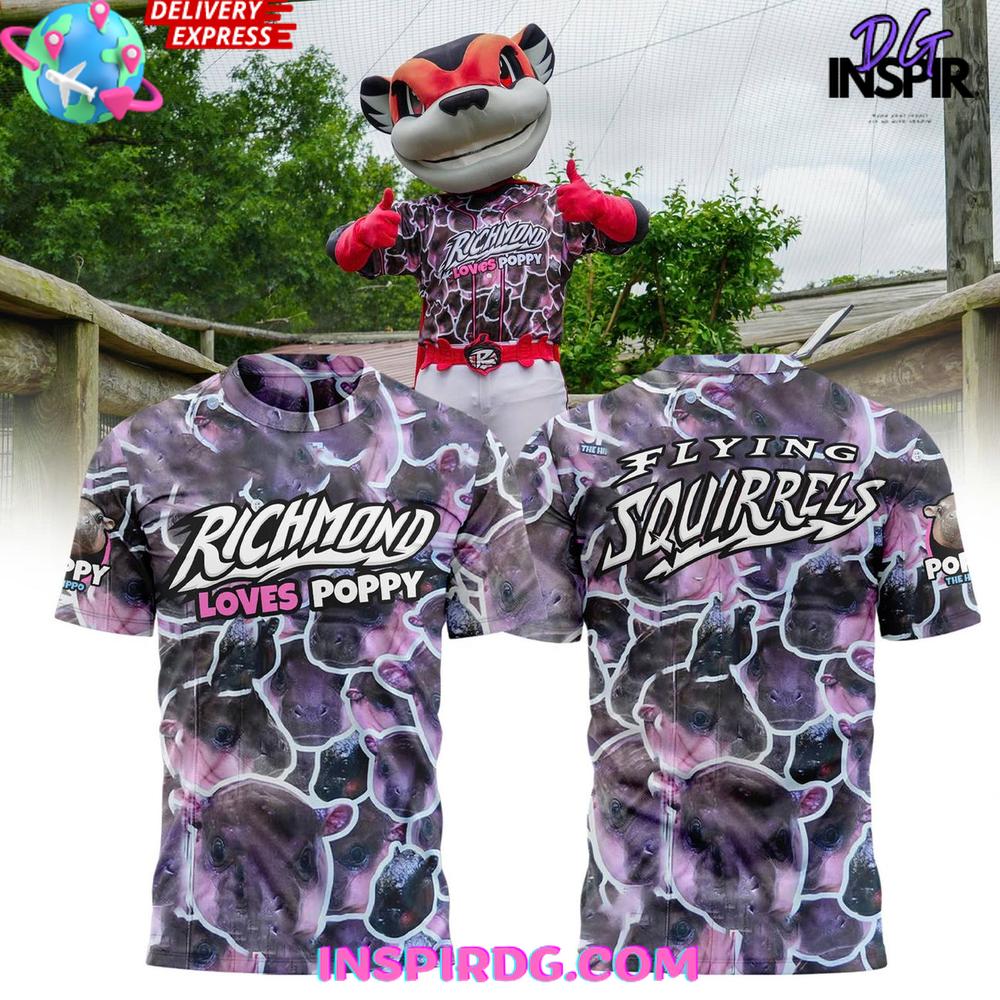 Richmond Flying Squirrels Loves Poppy Special T-Shirt Richmond Flying Squirrels Loves Poppy Special T-Shirt