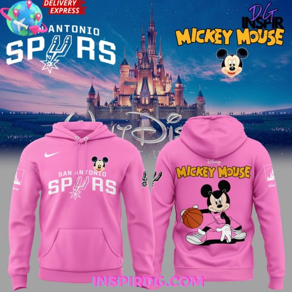 San Antonio Spurs Mickey Mouse 2025 Pink Hoodie