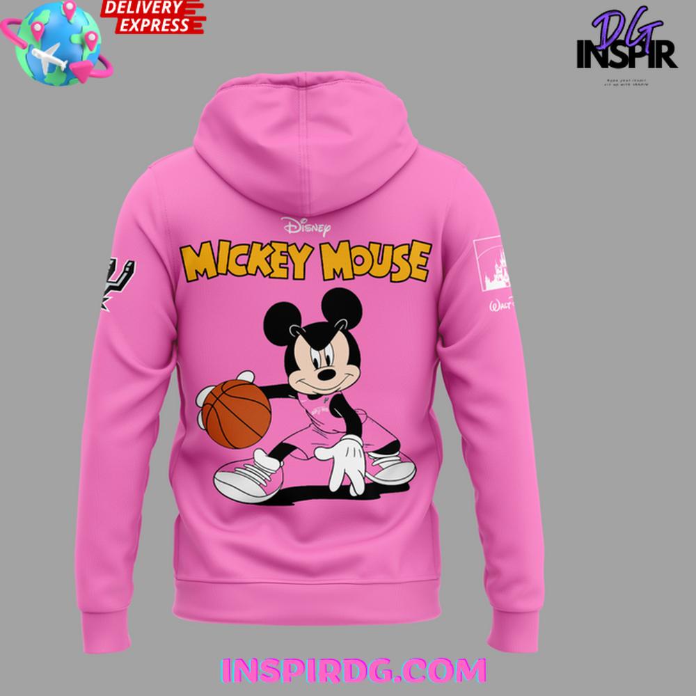 San Antonio Spurs Mickey Mouse 2025 Pink Hoodie San Antonio Spurs Mickey Mouse 2025 Pink Hoodie