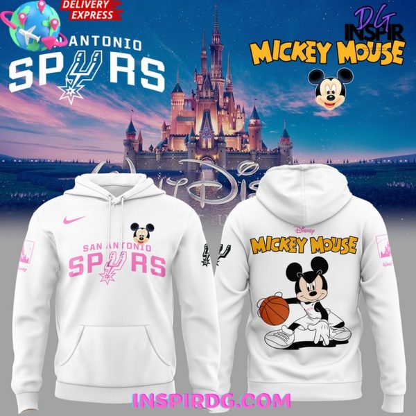 San Antonio Spurs Mickey Mouse 2025 White Hoodie