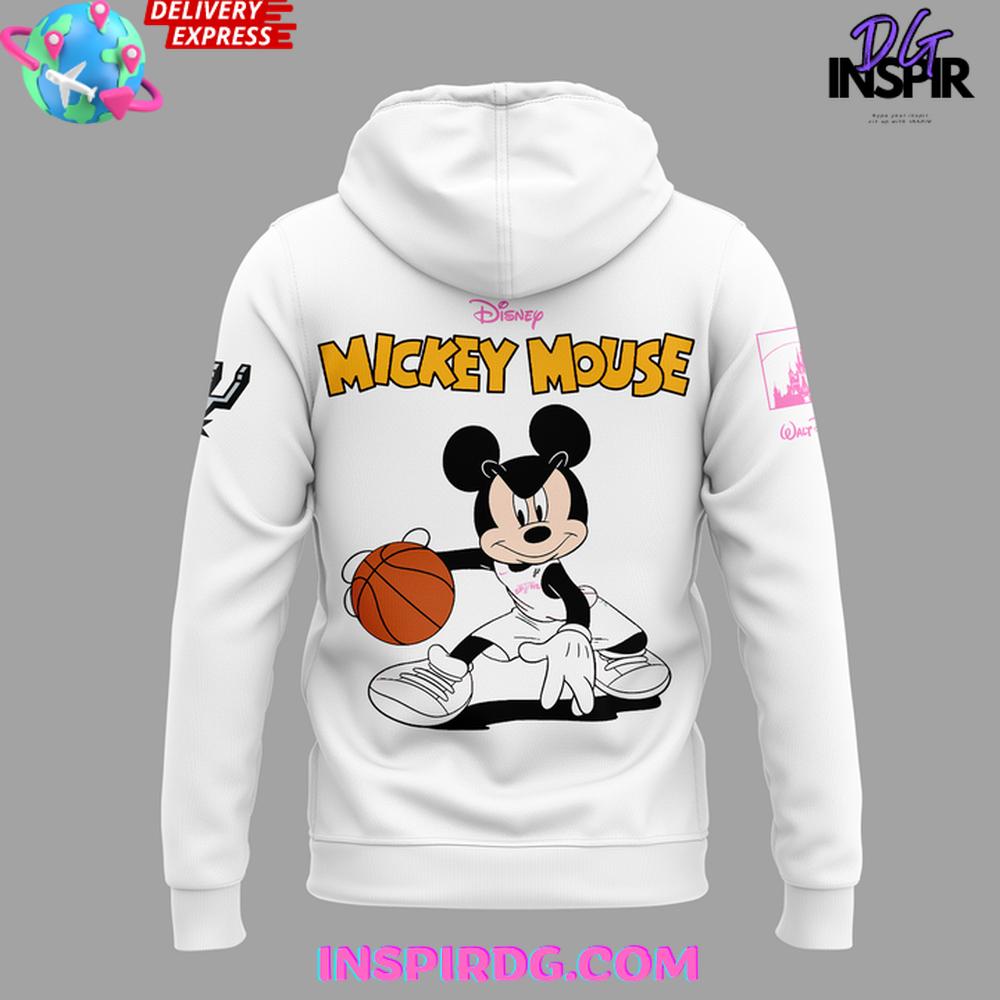 San Antonio Spurs Mickey Mouse 2025 White Hoodie San Antonio Spurs Mickey Mouse 2025 White Hoodie