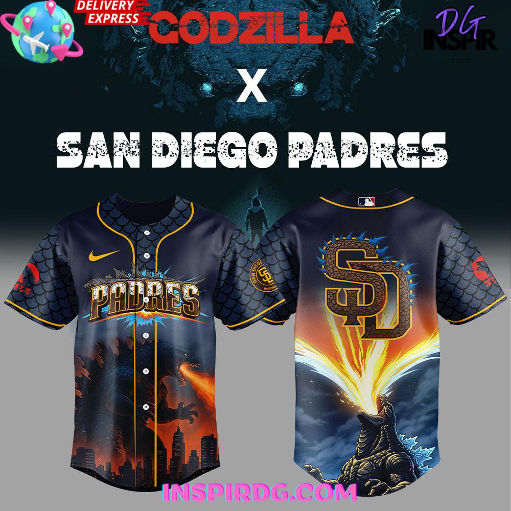 San Diego Padres x Godzilla Special Edition Baseball Jersey San Diego Padres x Godzilla Special Edition Baseball Jersey