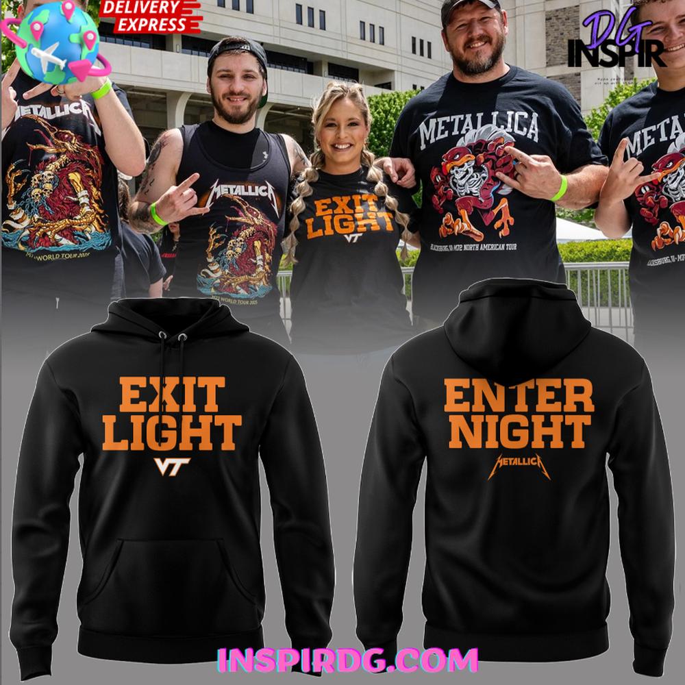 Virginia Tech x Metallica M72 Tour 2025 Exit Light Enter Night Hoodie Virginia Tech x Metallica M72 Tour 2025 Exit Light Enter Night Hoodie