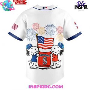 Seattle Mariners x Snoopy 4th Off July Limited Baseball Jersey 3