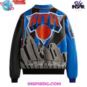 New York Knicks x KITH Skyline 2025 Playoffs Varsity Jacket 3