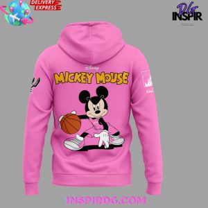 San Antonio Spurs Mickey Mouse 2025 Pink Hoodie 3