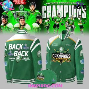 London Knights OHL Back-to-Back Champions 2024 – 2025 Green Bomber Jacket