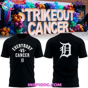 Detroit Tigers Strike Out Cancer Special Black T-shirt