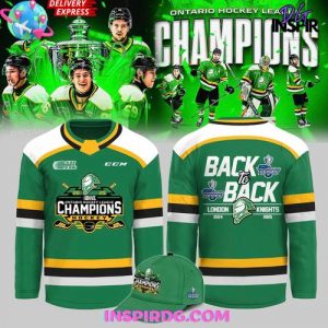 London Knights OHL Back-to-Back Champions 2024 – 2025 Green Hockey Jersey