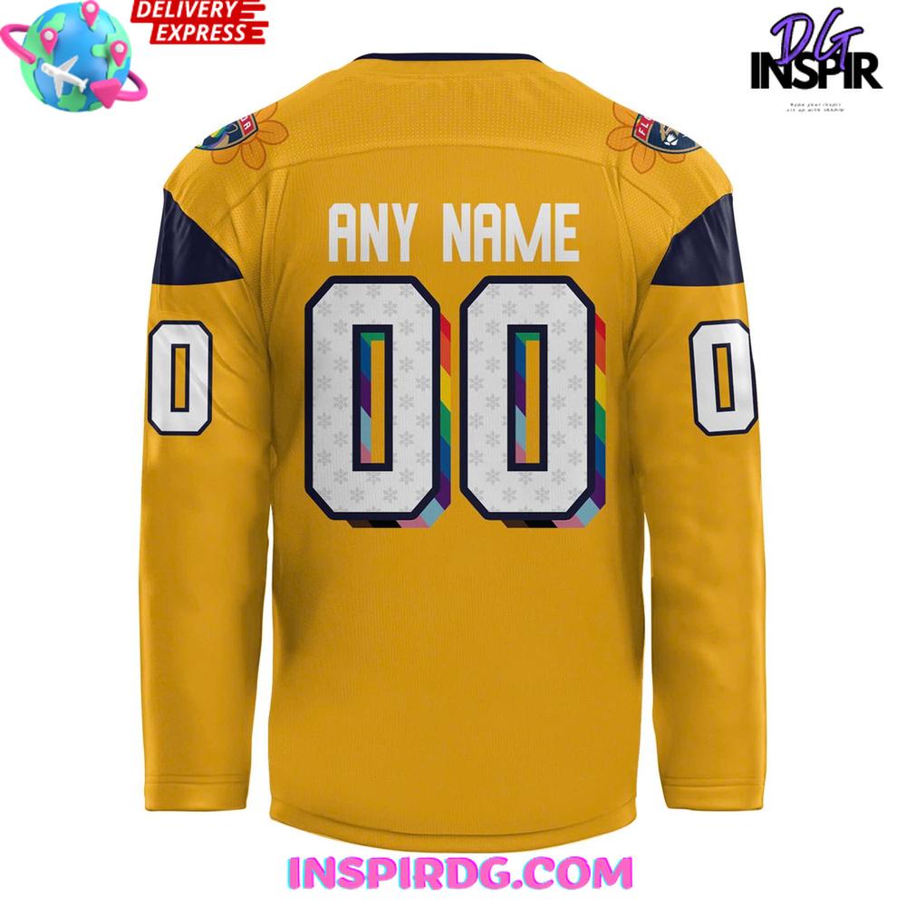 2025 Florida Panthers Pride Month Special Gold Jersey 2025 Florida Panthers Pride Month Special Gold Jersey