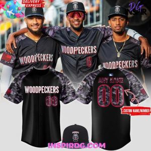 2025 Fayetteville Woodpeckers Black Ops is Black Baseball Jersey
