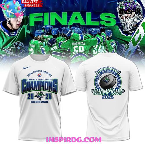 Abbotsford Canucks 2025 AHL Champions White T-Shirt