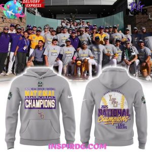 LSU Tigers 2025 NCAA Baseball National Champions Gray Hoodie