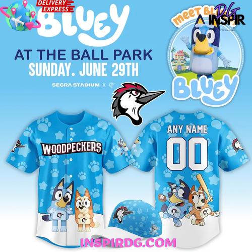 Bluey x Fayetteville Woodpeckers Custom Baseball Jersey