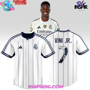 Real Madrid Vini Jr. #7 Pinstripe Edition Baseball Jersey