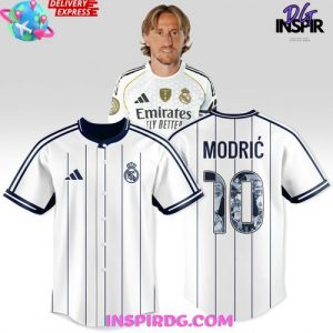 Real Madrid Modrić #10 Pinstripe Edition Baseball Jersey