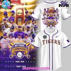 LSU Tigers 2025 NCAA Baseball National Champions White Edition Baseball Jersey