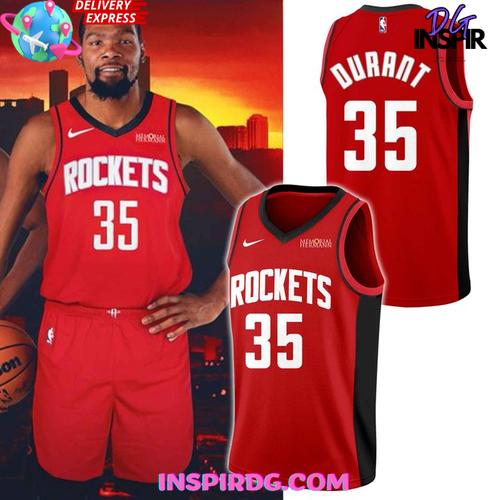 Kevin Durant Houston Rockets #35 Red Version Basketball Jersey Kevin Durant Houston Rockets #35 Red Version Basketball Jersey