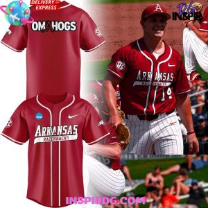 Arkansas Razorbacks Men’s College World Series Omahogs 2025 Red Jersey