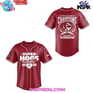 Arkansas Razorbacks Super Regional Champions 2025 Baseball Jersey