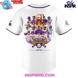 LSU Tigers 2025 NCAA Baseball National Champions White Edition Baseball Jersey 3