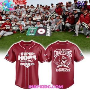 Arkansas Razorbacks Super Regional Champions 2025 Baseball Jersey