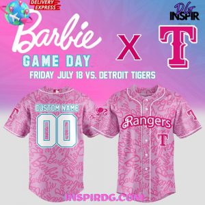Texas Rangers Barbie Game Day 2025 Pink Jersey