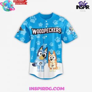 Bluey x Fayetteville Woodpeckers Custom Baseball Jersey