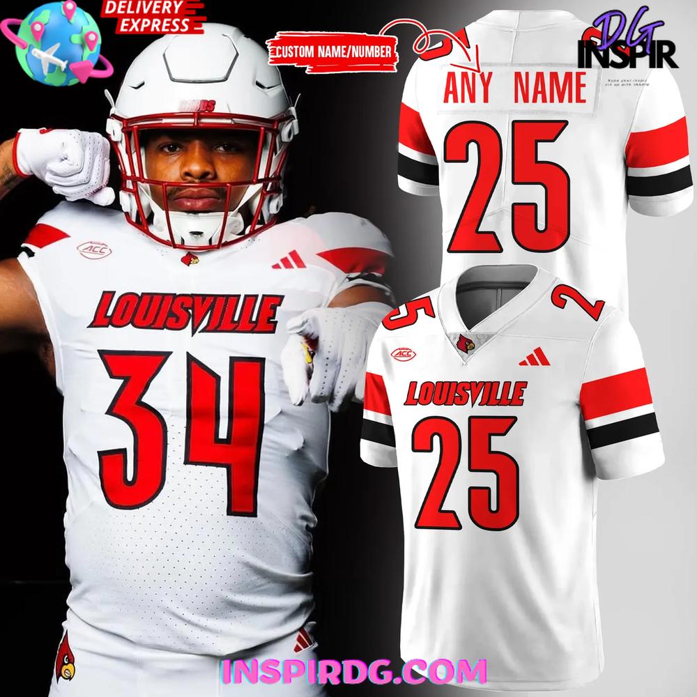 Men's Louisville Cardinals New Season 2025 White Football Jersey