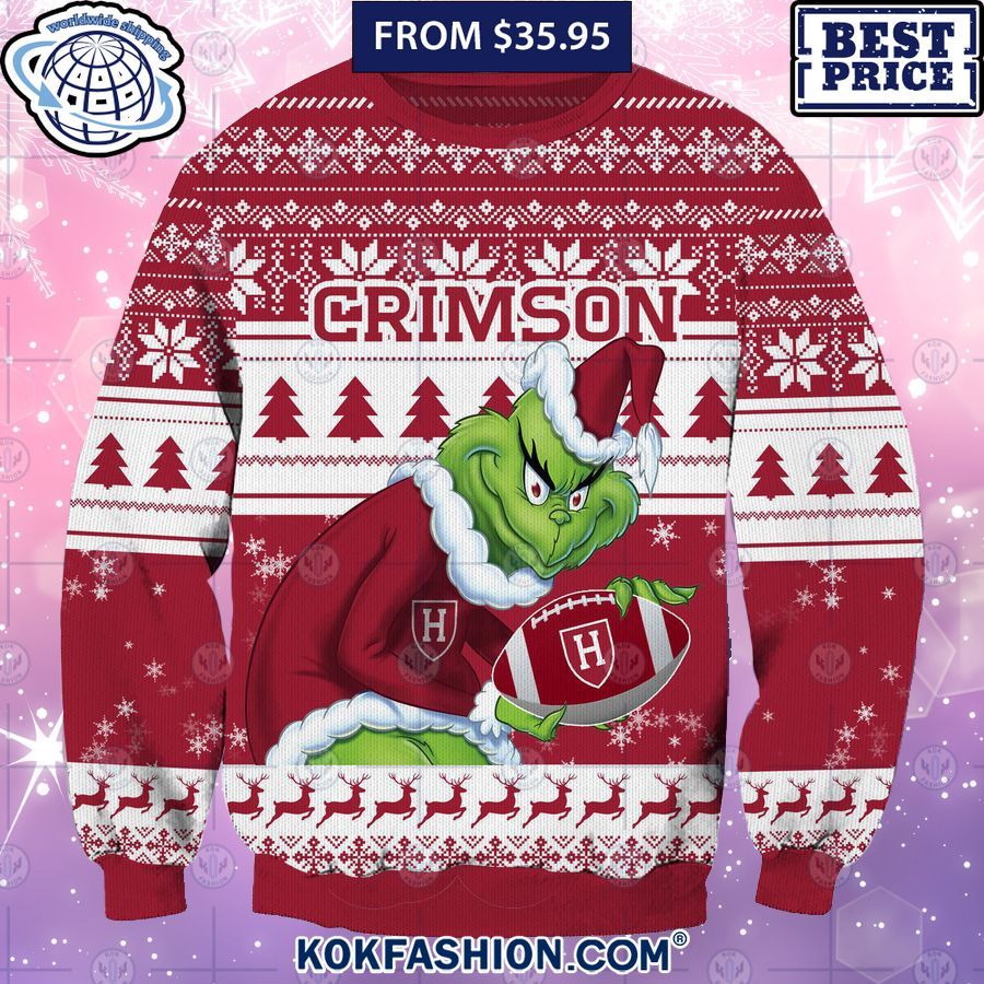 ncaa harvard crimson grinch christmas sweater 3 195 Kokfashion.com