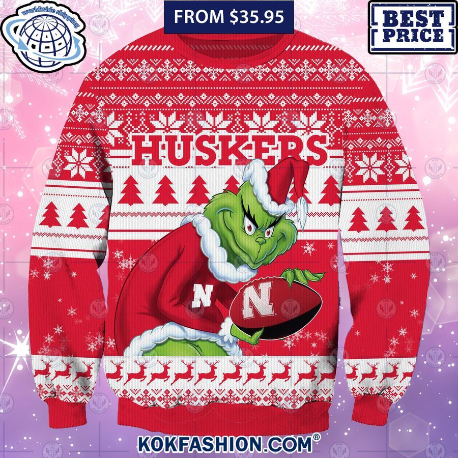 ncaa nebraska cornhuskers grinch christmas sweater 3 261 Kokfashion.com