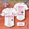NFL New Orleans Saints Together We Fight Breast Cancer Awareness Personalized Baseball Jersey