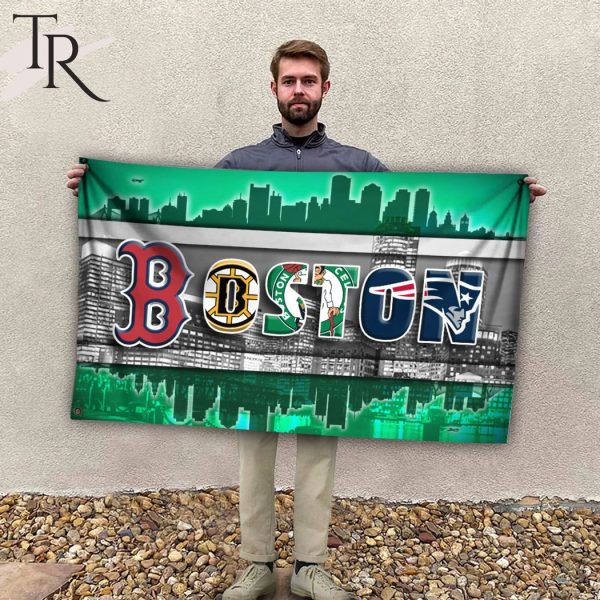Boston With Teams From Major League Sports Flag