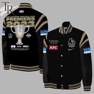 Collingwood Football Club Premiers 2023 Champions AFL 2023 Baseball Jacket – Black