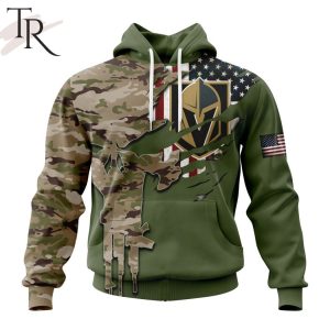 Custom Name And Number NHL Vegas Golden Knights Special Camo Skull Design Hoodie