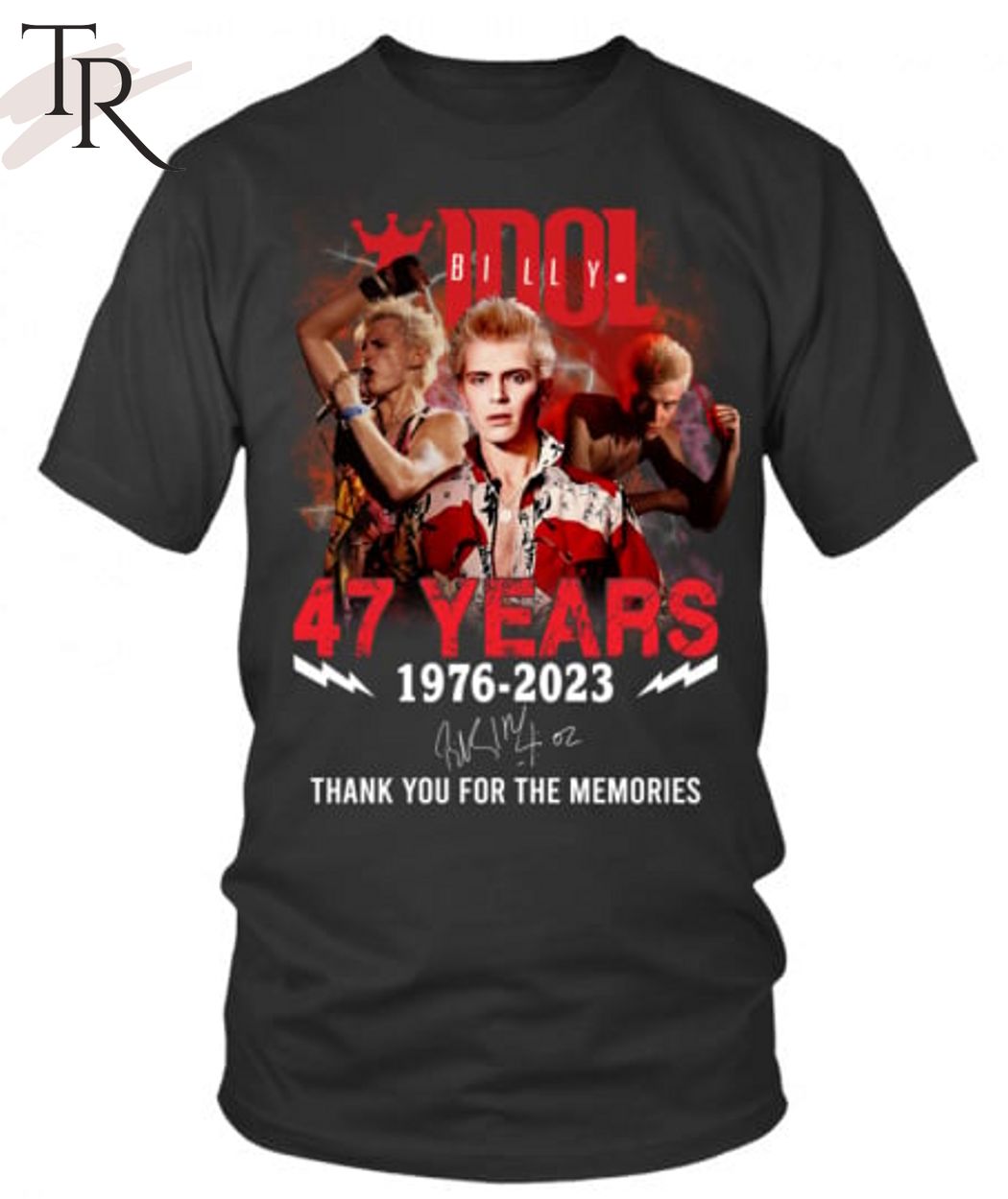 Billy Idol 47 Years 1976 - 2023 Thank You For The Memories T-Shirt 