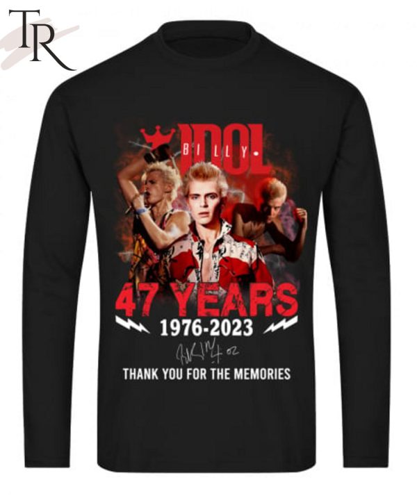 Billy Idol 47 Years 1976 - 2023 Thank You For The Memories T-Shirt 