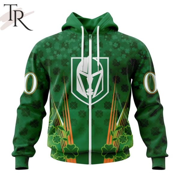 Personalized NHL Vegas Golden Knights Full Green Design For St. Patrick’s Day Hoodie