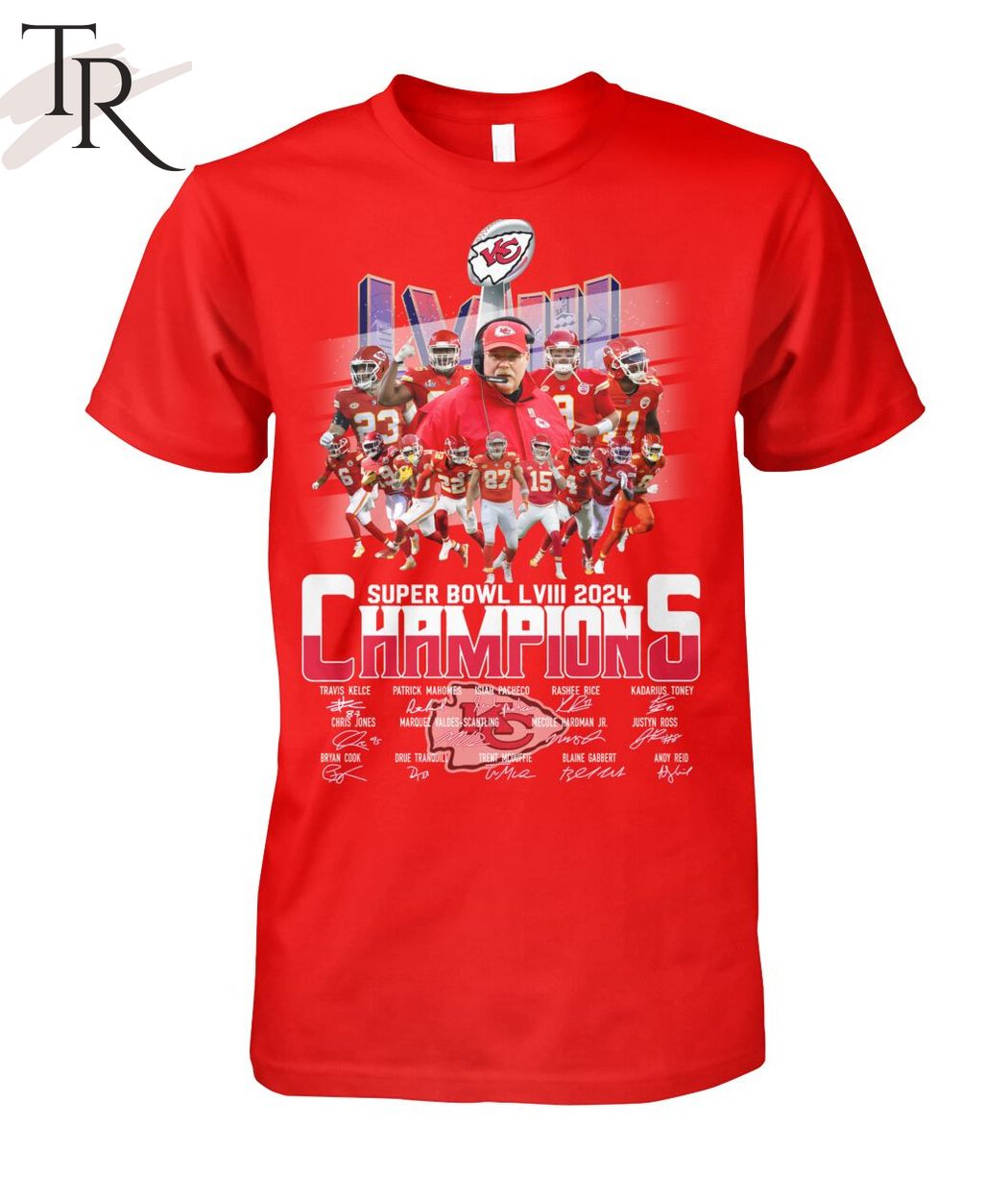 Kansas City Chiefs Super Bowl LVIII 2024 Champions Signatures T-Shirt -  Torunstyle