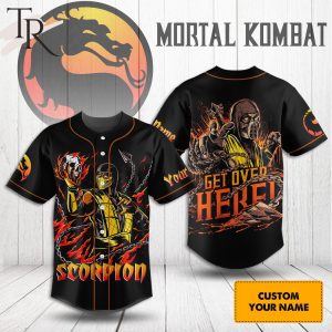 Mortal Kombat Scorpion Get Over Here Custom Baseball Jersey