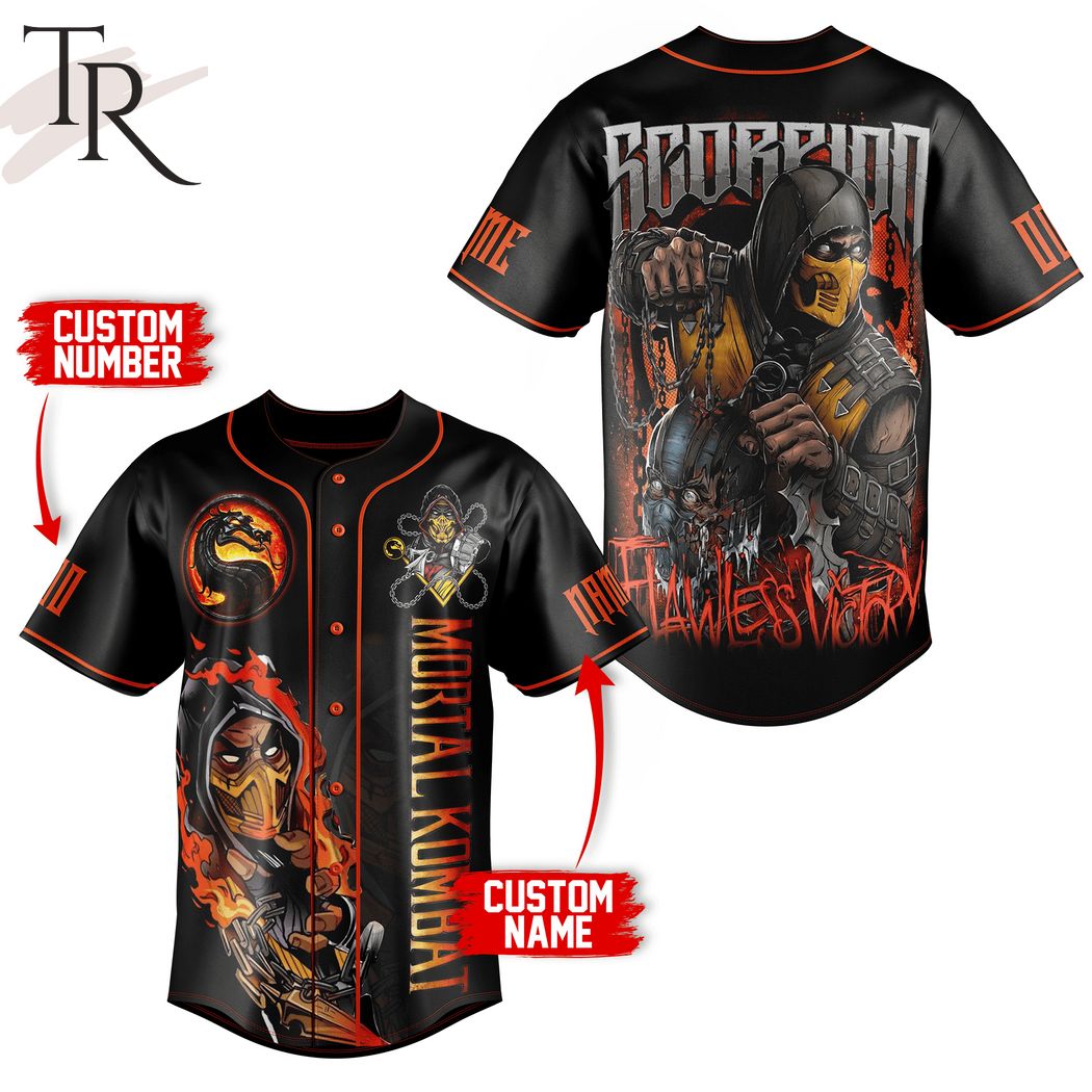 Scorpion Mortal Kombat Flawless Victory Custom Baseball Jersey - Torunstyle