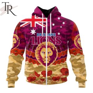 AFL Brisbane Lions Special ANZAC Day Design Lest We Forget Hoodie
